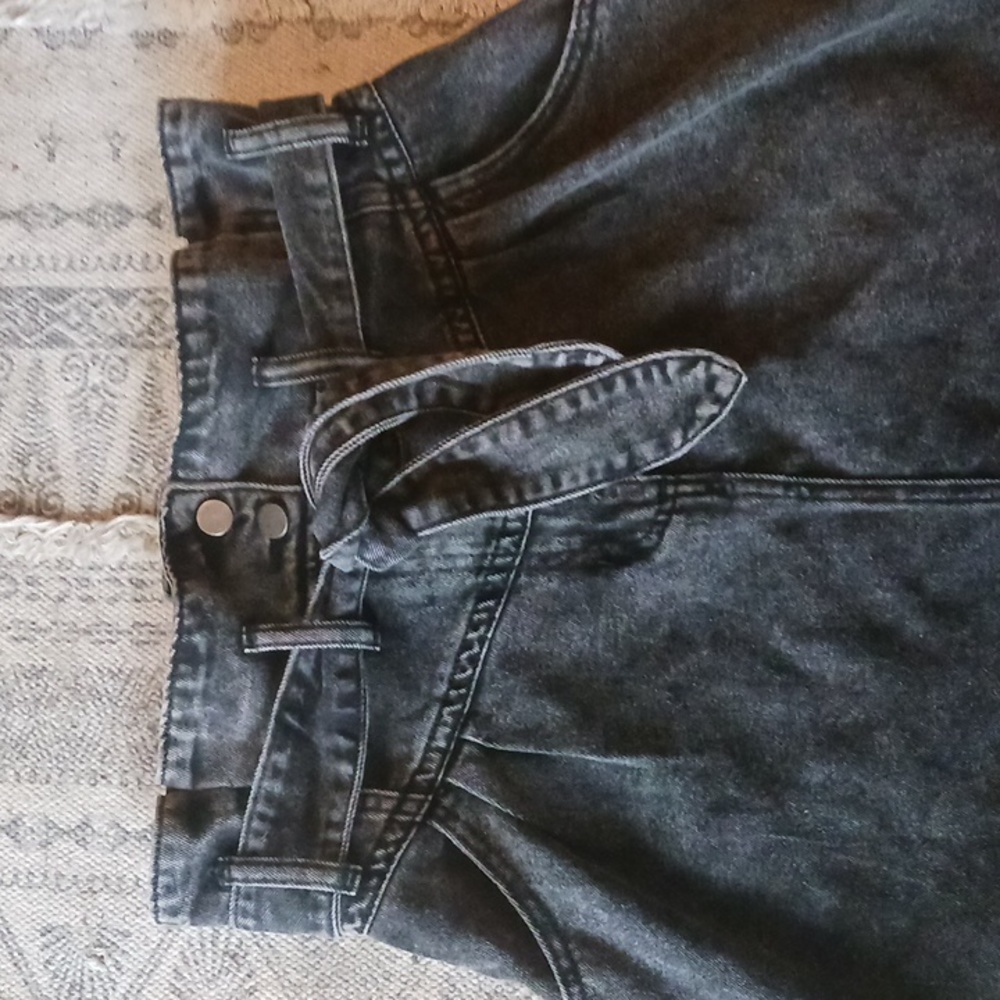 GILLI Faded Black Denim Skirt